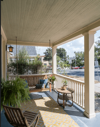 Front Porch with Swing, California Craftsman Bungalow For Sale in Melrose Hill HPOZ | Hancock Park Real Estate