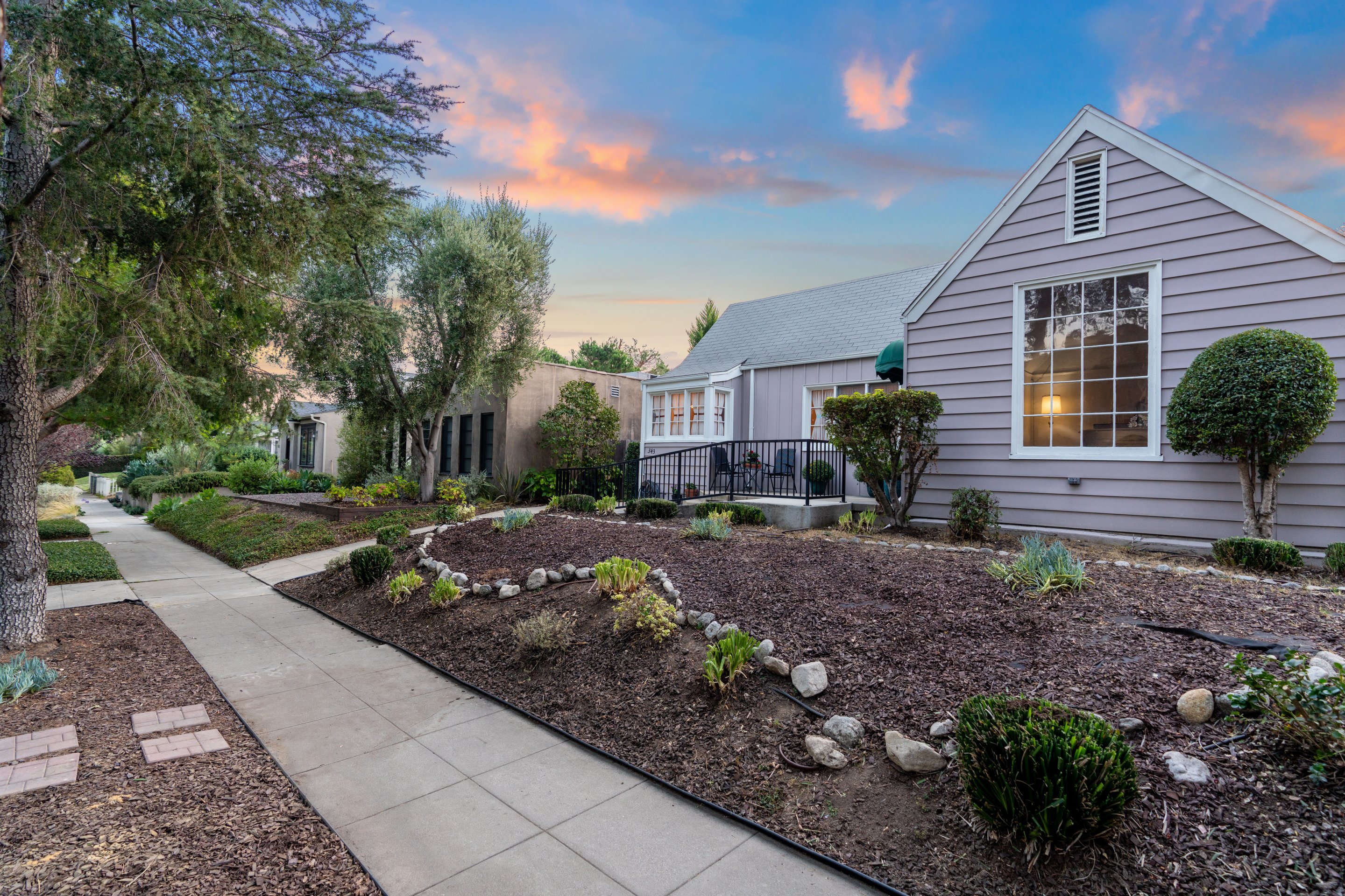 Image at dusk of 343 N Bronson house